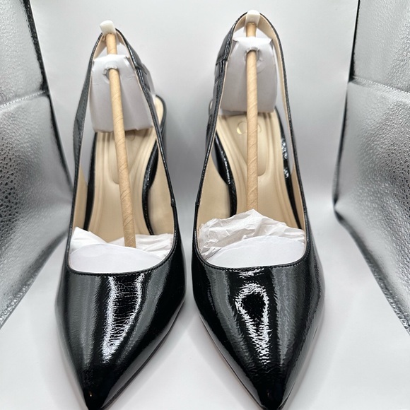 Jessica Simpson black patent heels with sling back strap - Picture 3 of 8